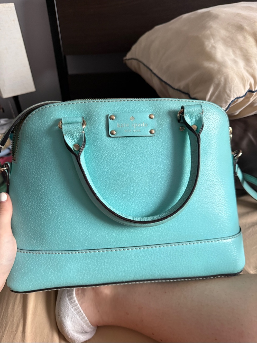 kate spade Aqua Blue Dome Satchel - Turquoise Pebble Leather